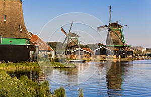 Historic windmills of Zaanse Schans at Amsterdam, Netherlands