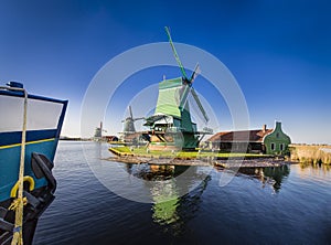 Historic windmills of Zaanse Schans at Amsterdam, Netherlands