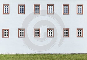 historic windows with red sandstone