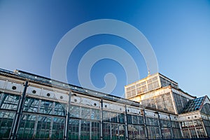 Historic Winter Gardens glass and steel building. Great Yarmouth seaside.