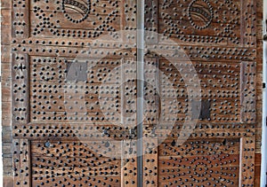 historic wooden gate, town of Palmanova