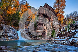 Historic wooden powerhouse called the Crystal Mill in Colorado photo