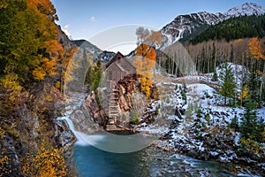 Historic wooden powerhouse called the Crystal Mill in Colorado photo