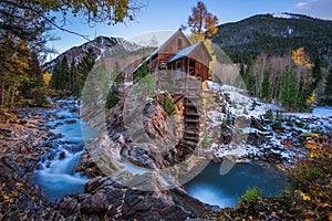 Historic wooden powerhouse called the Crystal Mill in Colorado photo