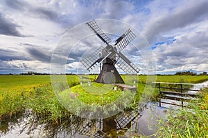 Historic Wooden Windmill from the Netherlands