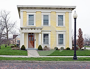 Old Yellow Italianate Square House Front photo