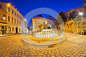 Historic Zagreb Radiceva street and Kamenita vrata Stone gate evening view