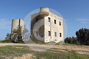 Historical 1946 Water Tower and Security House at the old place of Kibbutz Beeri, Southern Israel. Border with Gaza