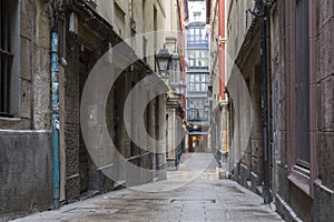 Historical alley in Bilbao, basque contry, Europe photo