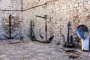 Historical anchors on a historical wall