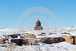 Historical Ani Ruins and Winter Landscapes, Kars, Turkey photo