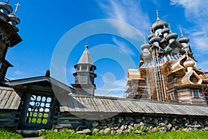 Historical architectural ensemble on the island of Kizhi in Russ photo