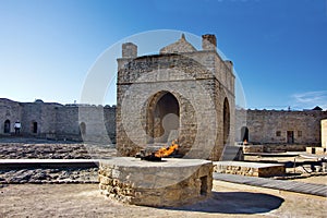 Historical architectural monuments of Azerbaijan. Ancient temple of fire worshipers in the village of Surakhani
