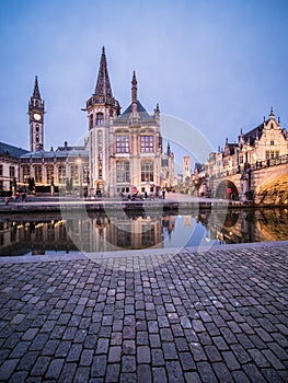 Historical architecture of Gent city centre in Belgium