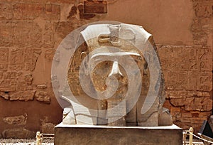 Historical artifact and a face in Cairo, Egypt