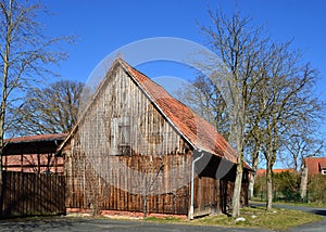 Historical Barn in Spring in the Village Hademstorf, Lower Saxony