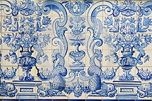 Historical blue tiles from oriental china/ asia
