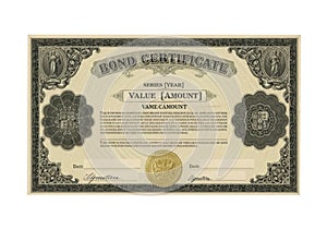 Historical bond certificate document