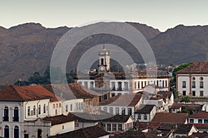 Historical brazilian city of Ouro Preto on a beautiful blue sky afternoon.