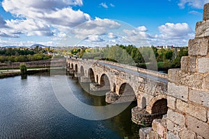 Puente Romano, the Roman Bridge in Merida, Extremadura, Spain photo