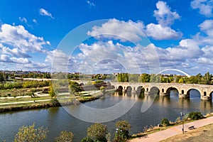 Puente Romano, the Roman Bridge in Merida, Extremadura, Spain photo