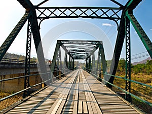 Historical bridge over the pai river in Mae hong son, Thailand