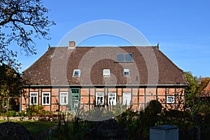 Historical Building in Autumn in the Village Dueshorn, Walsrode, Lower Saxony
