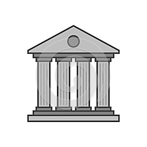 Historical building with columns icon, flat design style. Vector illustration