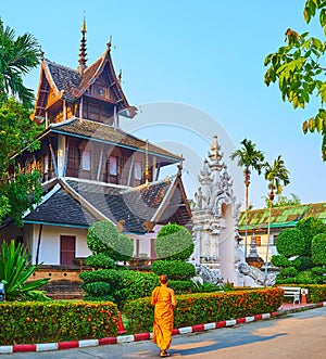 Architecture of Ho Trai in Wat Chedi Luang, Chiang Mai, Thailand photo