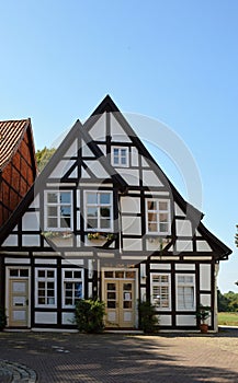 Historical Building in the Old Town of Nienburg at the River Weser, Lower Saxony photo