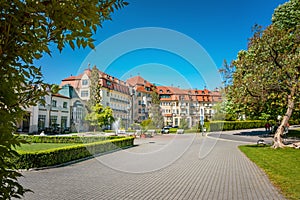 Historical building on spa island in Piestany SLOVAKIA