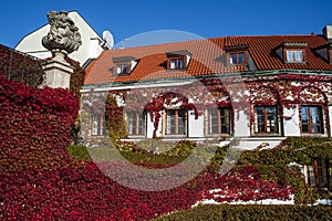 Historical building of Vrtba Baroque Garden in Prague in autumn