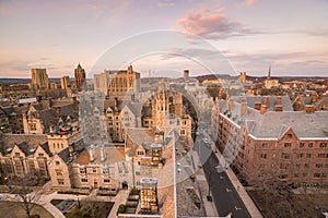 Historical building and Yale university campus