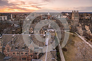 Historical building and Yale university campus