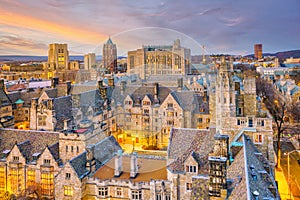 Historical building and Yale university campus from top view photo