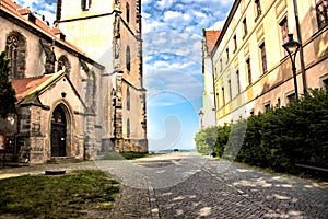 Between historical buildings