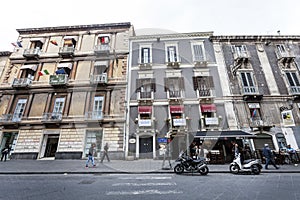 Historical buildings in historic center of Catania, Sicily. Italy