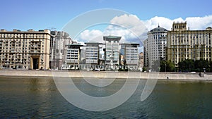 Historical buildings on Krasnopresnenskaya embankment in Moscow