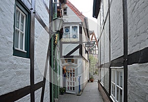 Historical Buildings in the Old Neighborhood Schnoor Viertel in the Hanse City Bremen