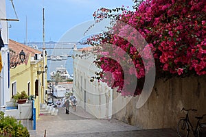 Historical Buildings in the Old Town of Carloforte on the Island of San Pietro in the Mediteranean Sea, Sardinia