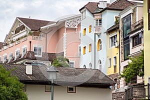 Historical buildings in Ortisei, Italy