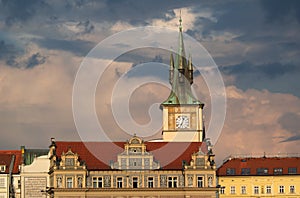 Historical bulding with spire in Prague, Czech republic, Czechia