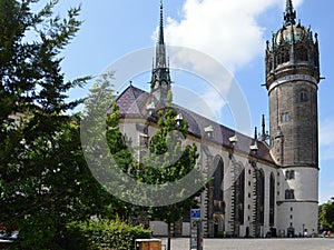 Historical Castle and Church in the Old Town of Wittenberg, Saxony - Anhalt