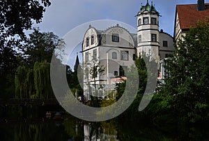 Historical Castle and Park in Summer in the Old Town of Gifhorn, Lower Saxony