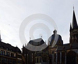 Historical Cathedral in the Old Town of Aachen, North Rine - Westphalia