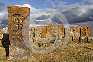 Historical cemetery of Noratus in Armenia.