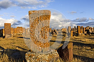 Historical cemetery of Noratus in Armenia.