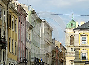 Historical center of Lviv city. Rynok square. Ukraine. Eastern Europe.