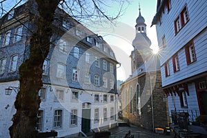 The historical center of the medieval town of Monschau, North Rhine Westfalia