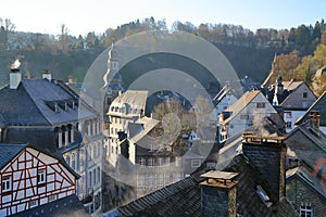 The historical center of the medieval town of Monschau, North Rhine Westfalia, Germany